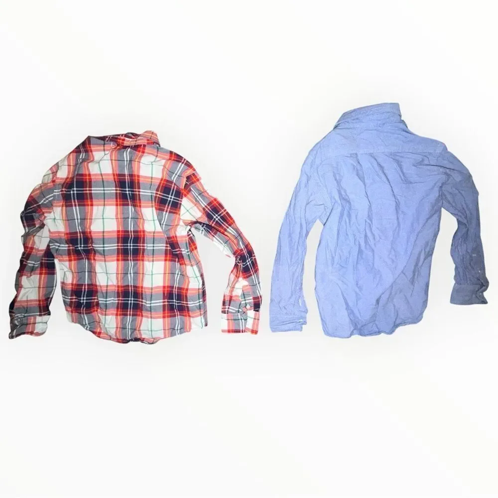 Lot of 6 Boys Plaid Button Down Shirts Small Mixed Brands Gymboree Fleece Lined